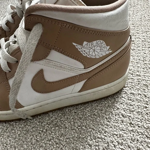 White And Tan Air Jordan 1 Mid. Size 11.5. Great Condition - Picture 4 of 7